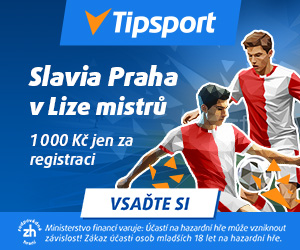 Tipsport — Slavia Praha v Lize mistrů, 1 000 Kč jen za registraci