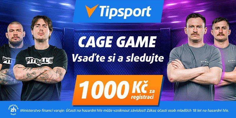 Tipsport Cage Game — vsaď si a sleduj, 1000 Kč za registraci
