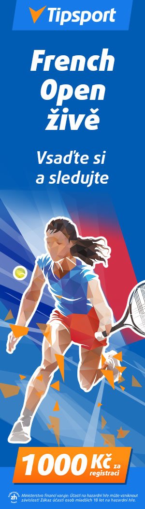 Tipsport — French Open živě · vsaďte si a sledujte · 1 000 Kč