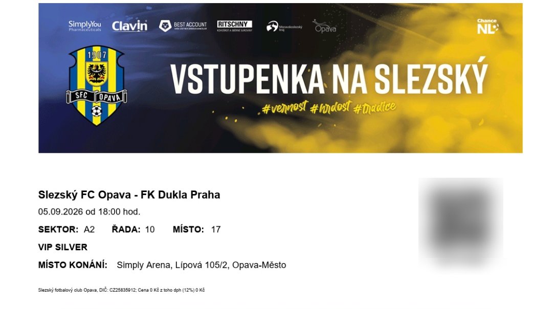 VIP vstupenka SFC Opava – Dukla Praha