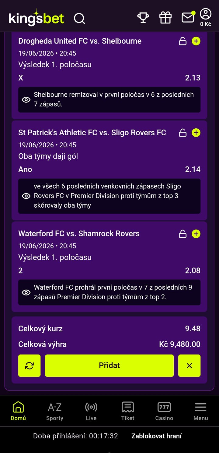 Kingsbet Bet Mentor — doporučené zápasy se zdůvodněním, celkový kurz a celková výhra