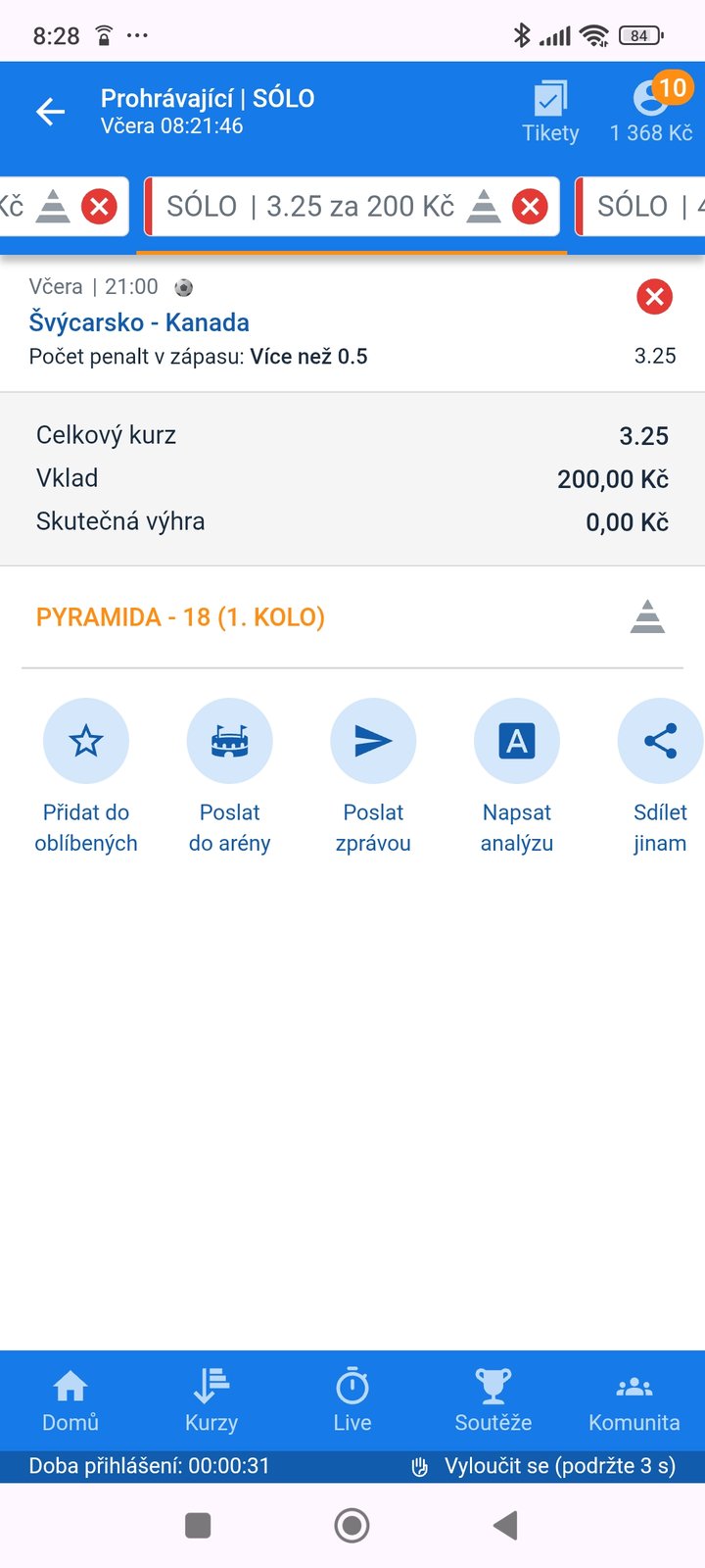 Tiket SÓLO · penalty · pyramida 3.25 — MS fotbal 2026, sázkařský deník LP75